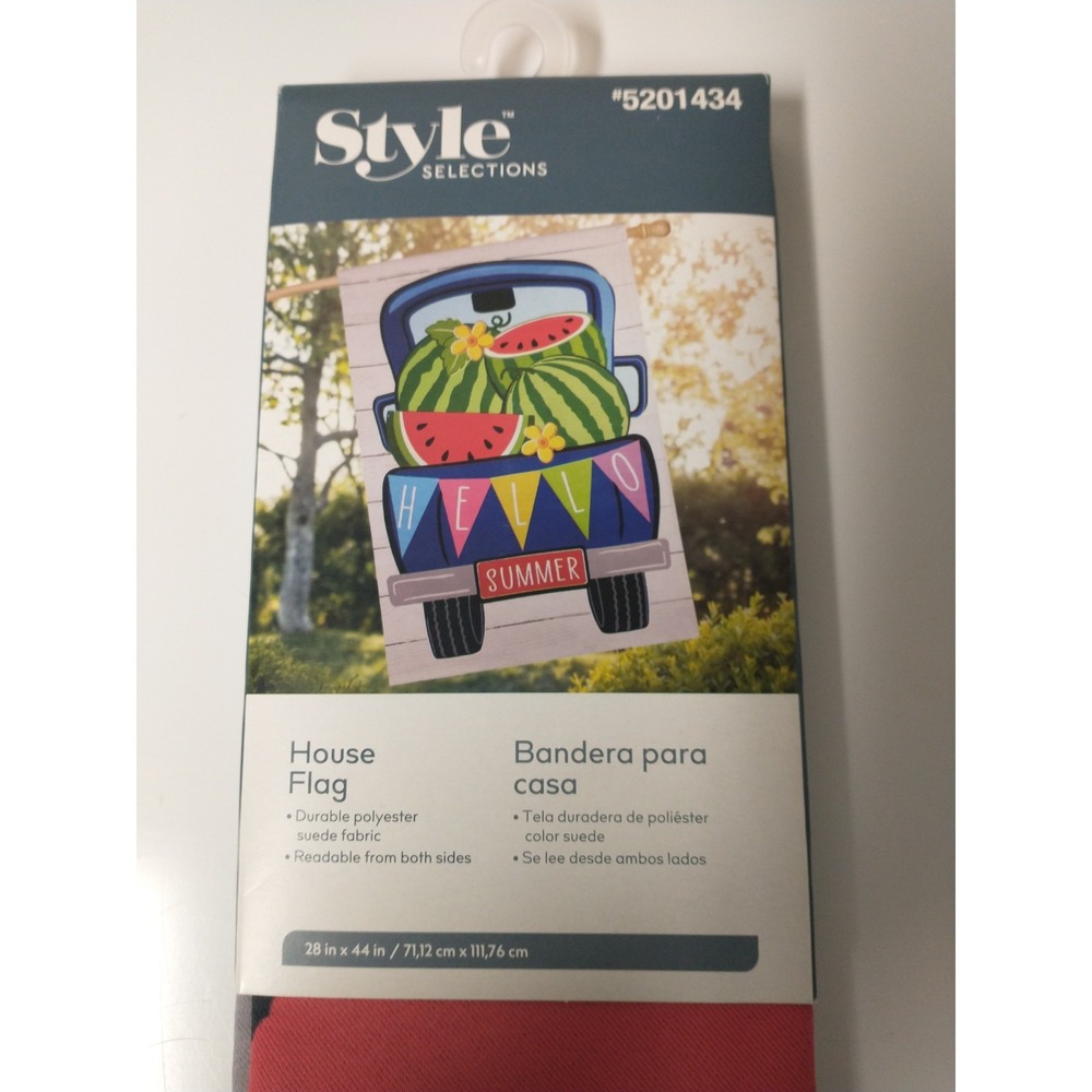 Style Selections House Flag 28"x44"‎ Hello Summer W/Watermelon Truck NEW 5201434